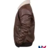 Close-up of Xavier Smalls TV-Series Beauty in Black Season 02 Angel Shearling Brown Leather Bomber Jacket