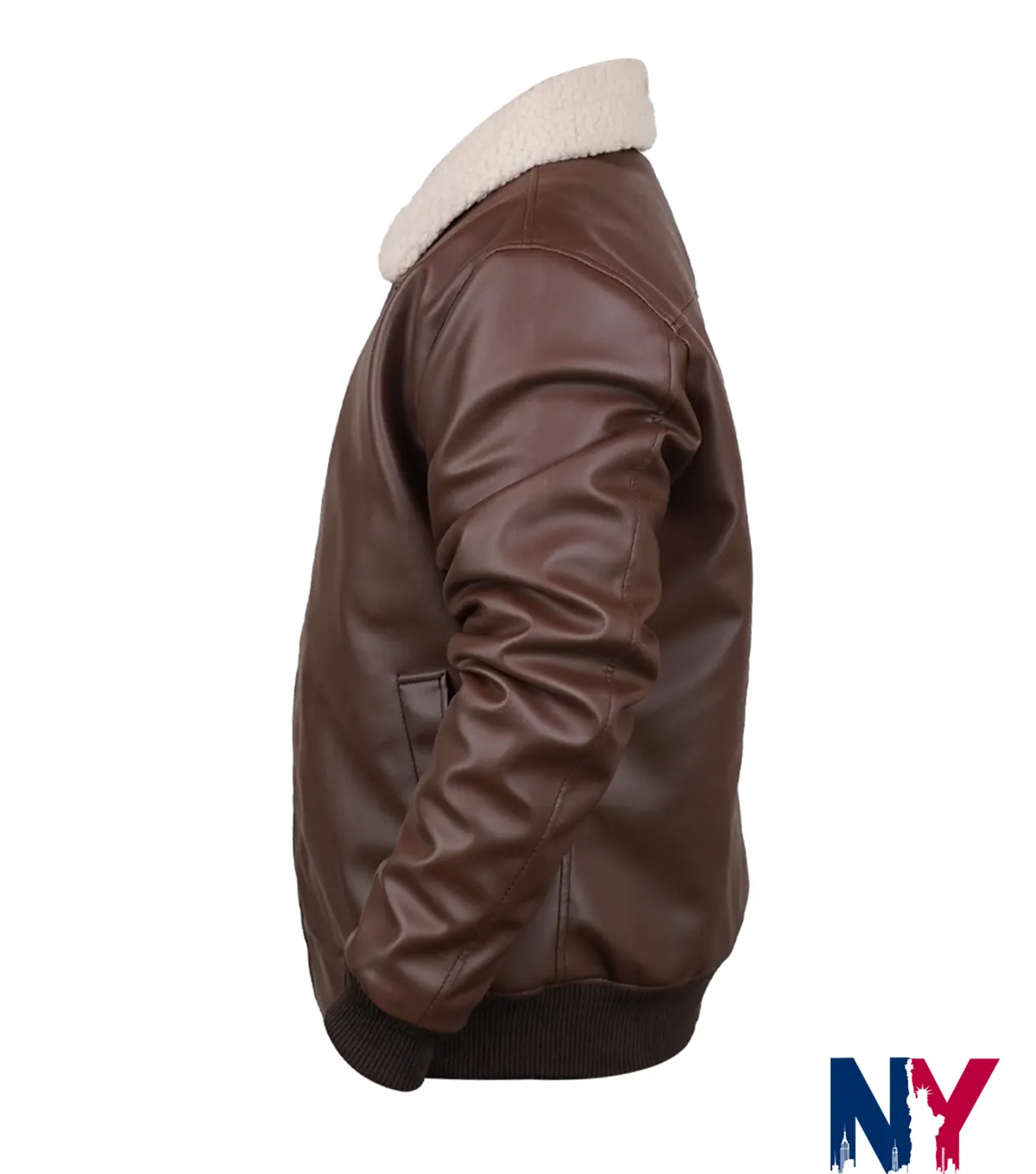 Close-up of Xavier Smalls TV-Series Beauty in Black Season 02 Angel Shearling Brown Leather Bomber Jacket
