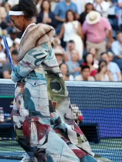 Close view of 2026 US Open Tennis Championships Naomi Osaka Custom KidSuper Cotton Trench Coat