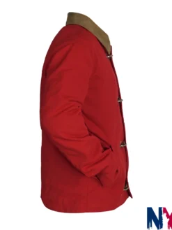 Close view of Abercrombie Canvas Fireman Clasp Corduroy Collar Red Cotton Jacket Sale