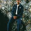 Close view of Adidas x Real Madrid LFSTLR Racing Motorsport Navy Blue Cotton Patterned Jacket