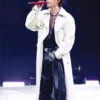 Close view of BTS ARIRANG World Tour Chicago Kim Taehyung Off-White Diesel Denim Trench Coat