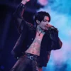 Close view of BTS ARIRANG World Tour Los Angeles Jungkook Black Cotton Workwear Jacket