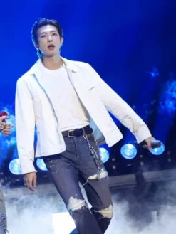 Close view of BTS Kim Namjoon RM 2026 Las Vegas iHeartRadio Music Festival White Cotton Jacket