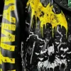 Close-view of Batman Vs Joker Watch The World Burn Halloween Punk Black Leather Biker Jacket