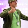 Close view of Brad Pitt NASCAR Cup Series Chase Bass Pro Shops 2026 Tennessee Green Suede Leather Bomber Jacket