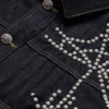 Close view of Cleveland Browns Shemar Stewart Boredom Kills Spider Type Dark Denim With Rivet Jacket