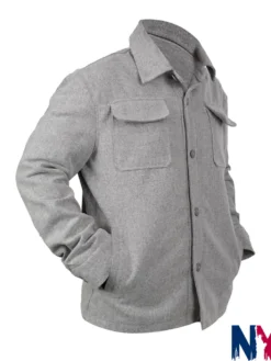 Close view of Duncan Series The Audacity S01 Billy Magnussen Grey Wool Jacket