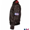 Close view of Halloween Cyberpunk 2077 Samurai Brown Leather Cosplay Jacket Sale