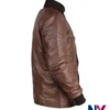 Close view of Harry Da Souza TV Series Mobland 2025 Tom Hardy Brown Leather Jacket For Sale