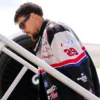Close view of Jacksonville Jaguars Parker Washington Dale Earnhardt White Black GM Goodwrench NASCAR Jacket