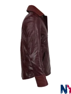 Close view of Jada Pinkett Smith Movie The Matrix 4 2021 Niobe Red Slim-Fit Leather Jacket