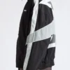 Close view of Jaxson Dart New York Giants NAHMIAS MVP Black Nylon Bomber Track Jacket