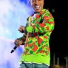 Close view of Kid Cudi Charlize Theron's Africa Outreach Project Annual Block Party 2026 Green Camo Shark Zip Hoodie