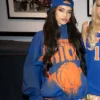 Close view of Knicks NBC Saturday Night Live Season 52 NBA New York KATSEYE Polyester Blue Track Jacket