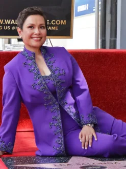 Close view of Lea Salonga Walk of Fame Hollywood Los Angeles Purple Suiting Fabric Blazer