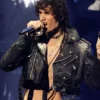 Close view of MTV Video Music Awards 2026 Los Angeles George Michael Black Biker Leather Jacket