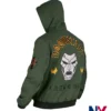 Close view of Marvel Doctor Doom Army Green Hooded Doomstadt Latveria Jacket