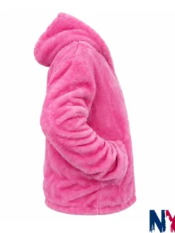 Close view of NBA Basketball Player Shai Gilgeous-Alexander Pink Shearling Fur Hooded Jacket