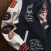 Close view of NBA Legend Dwyane Wade Roots of Fight Walter Payton Sweetness Legacy Navy Varsity Jacket