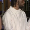 Close view of NBC Saturday Night Live Season 52 Premiere Jalen Brunson White Cotton Workwear Jacket