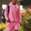 Close view of NFL Philadelphia Eagles Vibrant Pink Polyester Windbreaker Track Jacket Sale