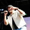 Close view of NFL USAA Salute 250 Kickoff Concert Luke Bryan White Cotton Workwear Jacket