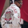 Close view of Pelle Pelle 48 Years Anniversary Off-White Leather Bomber Jacket Sale