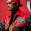 Close view of Pelle Pelle Legendary Red Leather Bomber Jacket For Sale