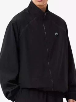 Close view of Russian Tennis Player Daniil Medvedev Lacoste Black Polyester Track Jacket