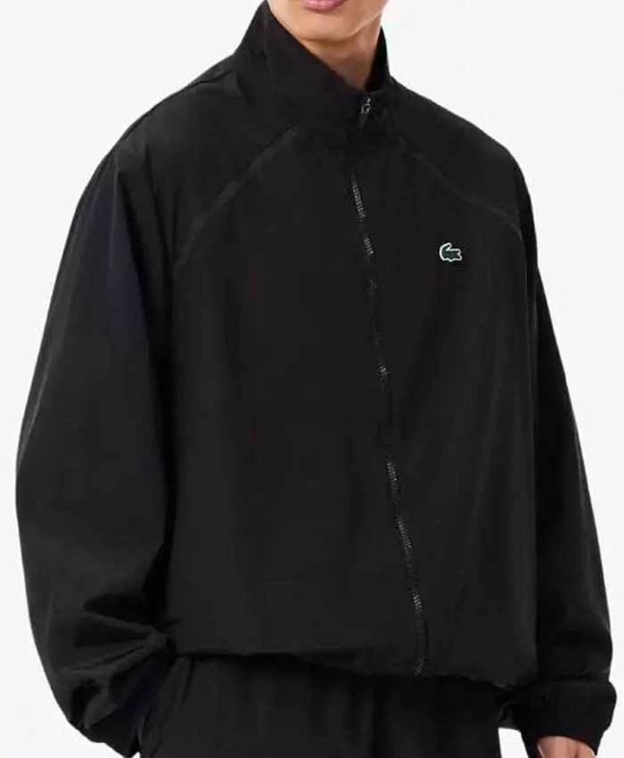 Close view of Russian Tennis Player Daniil Medvedev Lacoste Black Polyester Track Jacket