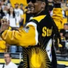 Close view of SNF NFL Cowboys vs. Steelers Gameday Snoop Dogg Varsity Jacket