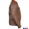 Close view of TV-Series Yellowstone Dutton Ranch Diamond Quilted Brown Leather Jacket