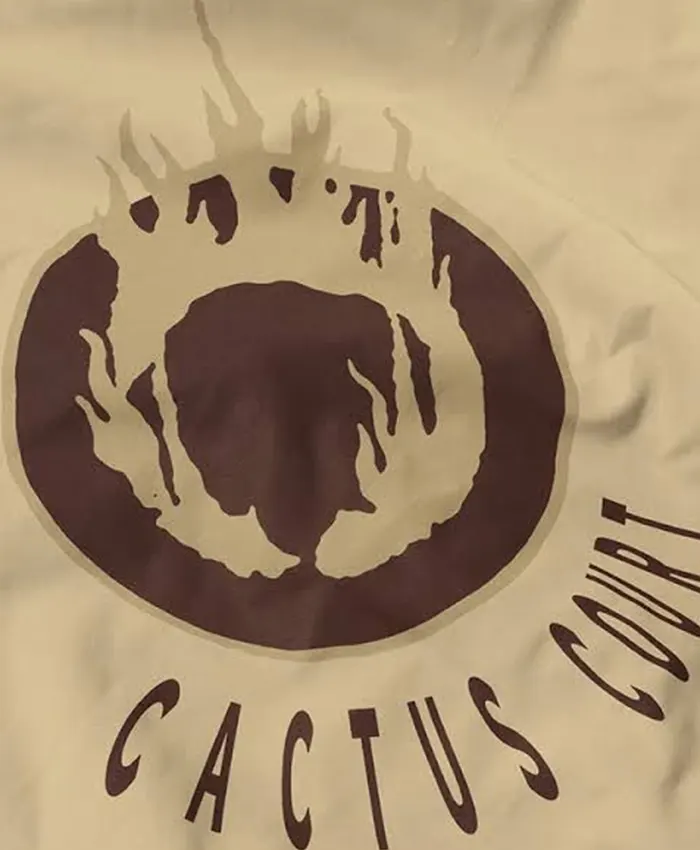Close view of Travis Scott Cactus Jack x Nike Cactus Court Zip Beige And Brown Track Jacket