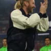 Close view of U.S. Men's National Team Tim Ream Honour St. Louis Navy And Cream Varsity Jacket
