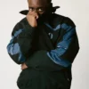 Close view of VIVET Debut New York Fashion Week 2026 Kai Cenat Fleece Black And Blue Track Jacket