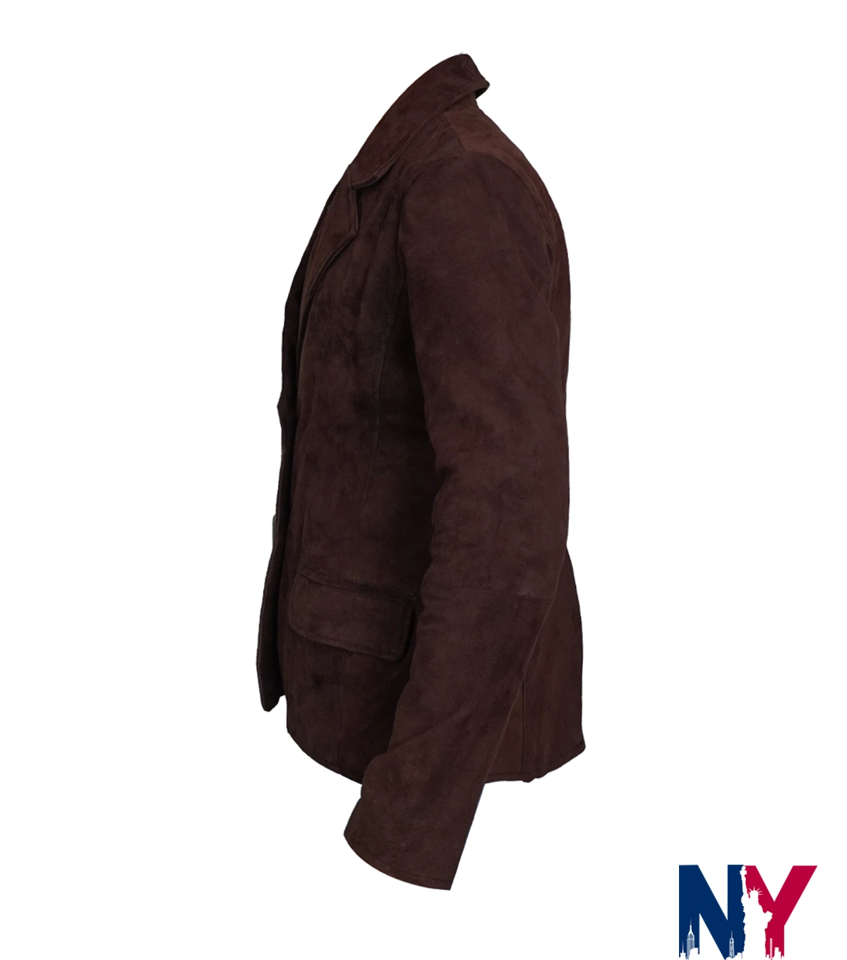 Close view of Women's Casual Suede Leather Dark Brown Blazer For Sale