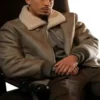 Close view of Xavier Smalls TV-Series Beauty in Black S02 Angel Brown Shearling Leather Jacket