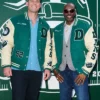 Dan Murphy's 52 NFL DANS Green And Cream Wool Leather Varsity Jacket front view