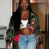 Dana Evans Camo Crop Bomber Jacket