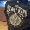 Dancing with the Stars Season 35 Team Tink Maura Higgins and Mark Ballas Starter Black Satin Varsity Jacket back view