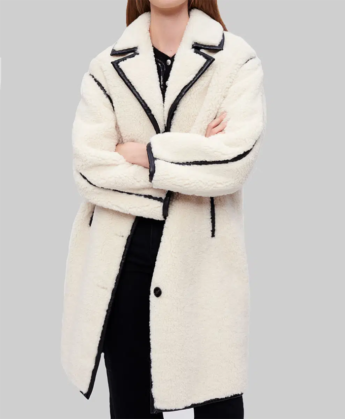 Dark Matter 2024 Tiff Abreu White Shearling Coat For Sale