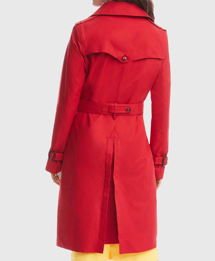 Dark Matter Alice Braga Double Breasted Red Trench Coat Back