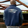 Davido Navy Blue Martell Varsity Jacket Back
