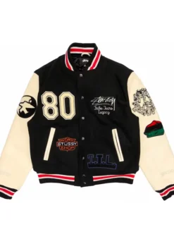 Denim Tears X Stüssy X Our Legacy Patch-Detail letterman Varsity Jacket