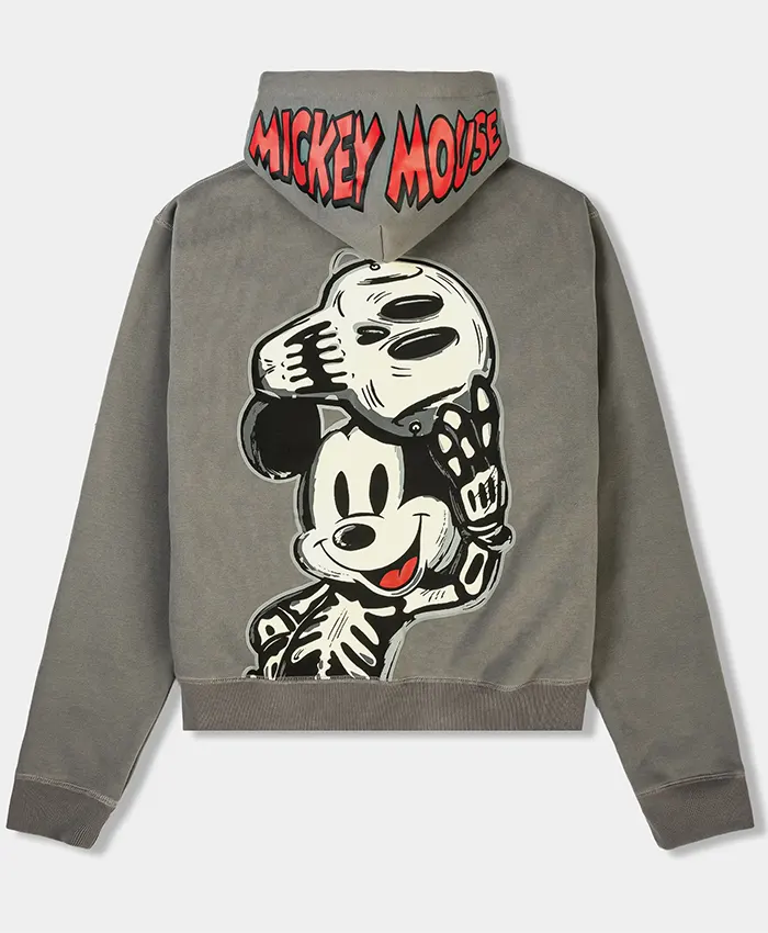 Disney Mickey & Friends Shoe Palace Skeleton Grey Fleece Zip-Up Hooded Jacket back view