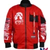 Dogfight Sengoku Edition Anime Techwear Red Cotton Bomber Jacket with Printed Back front view