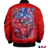 Dogfight Sengoku Edition Anime Techwear Red Cotton Bomber Jacket with Printed Back view