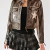 Double Star Brown Moto Jacket By Stoosh