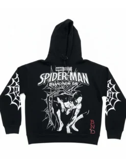 Ed Hardy Heart Web Boxy Spider Man Brand New Day Black Fleece Hooded Jacket front view